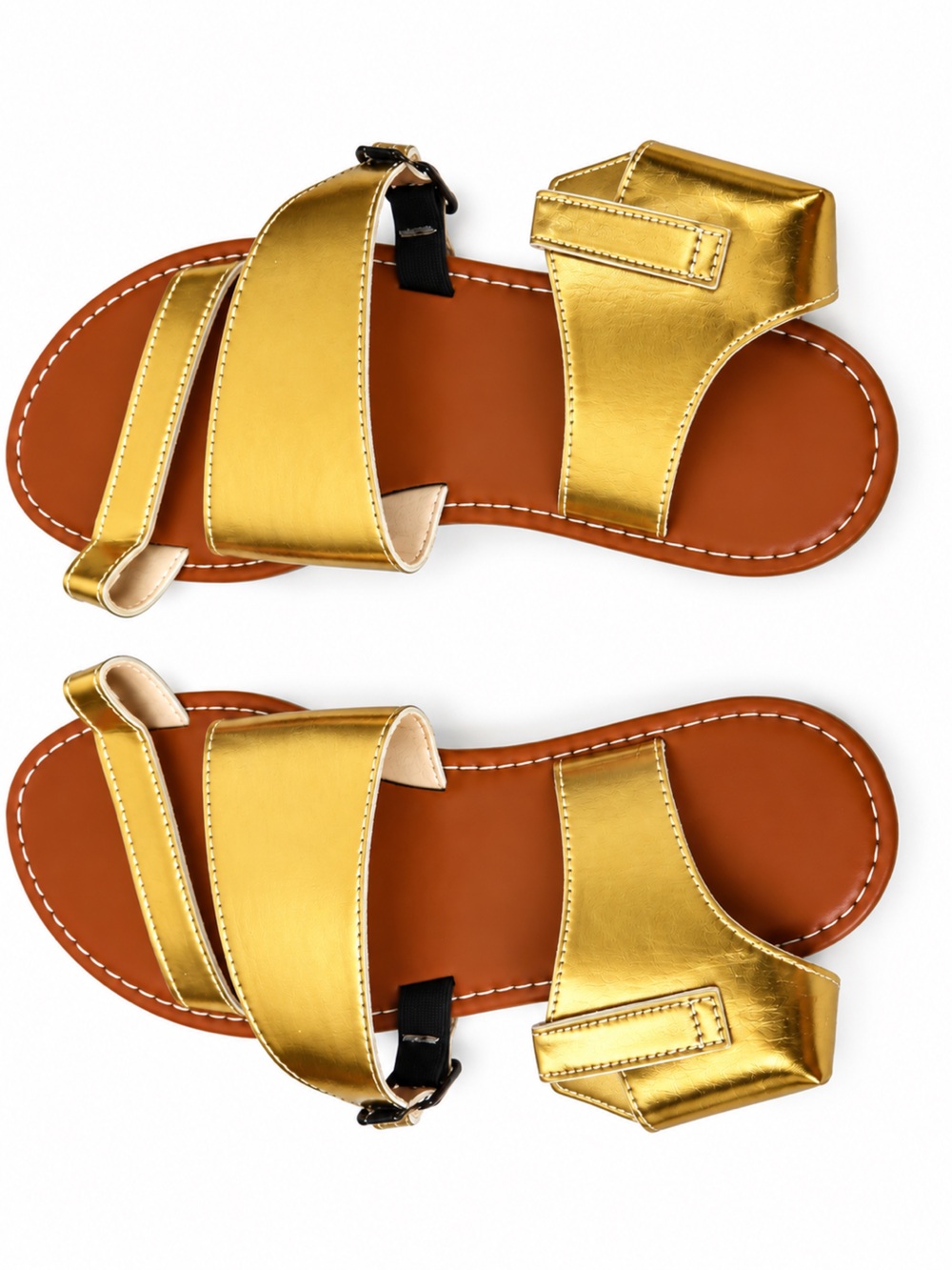 Metallic Gold Women’s Sandals with Adjustable Straps